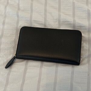 Black Leather Zip Wallet